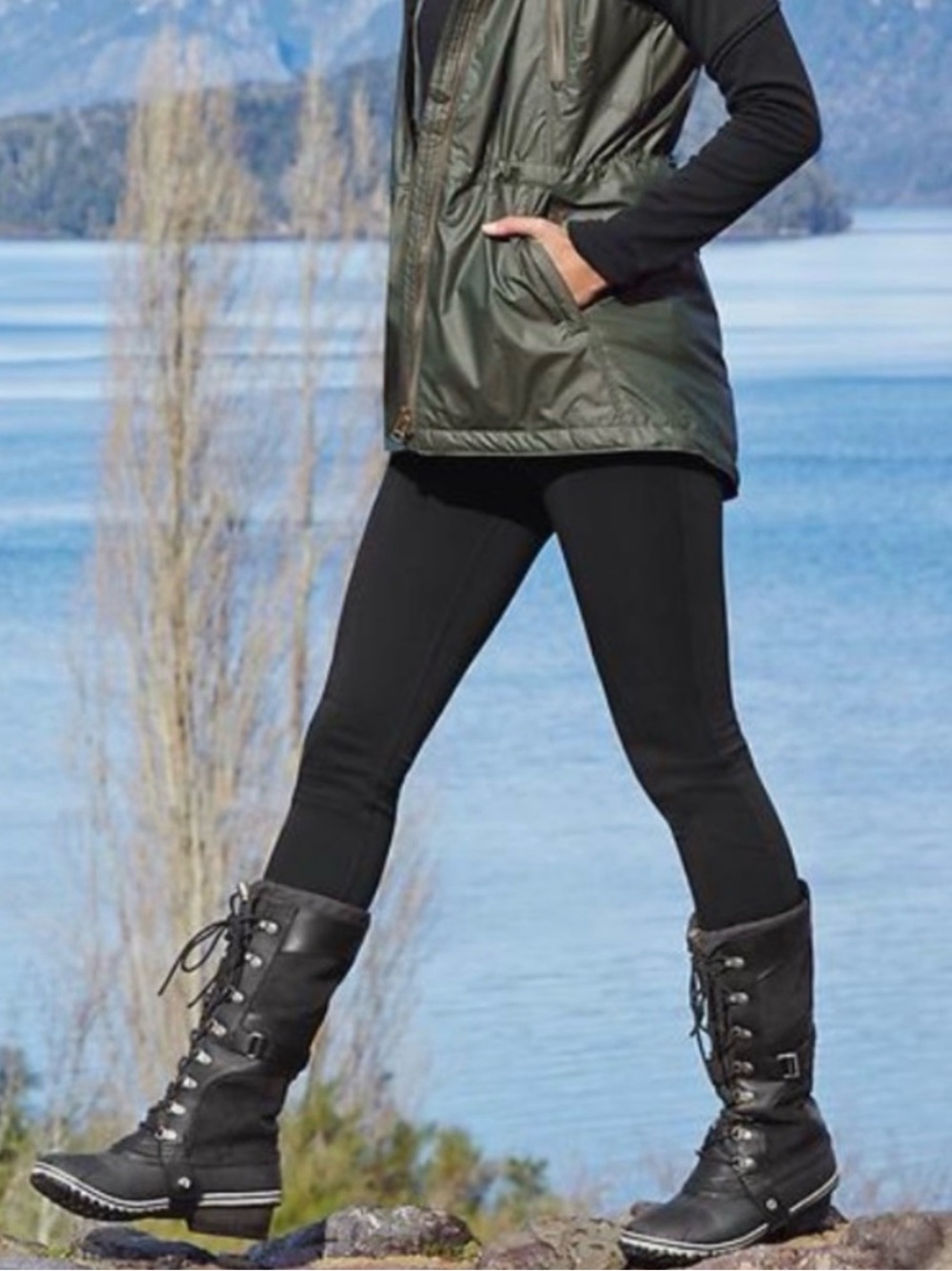 Sorel Conquest Carly Women's Black Lace-Up Winter Boots - Picture 2 of 6